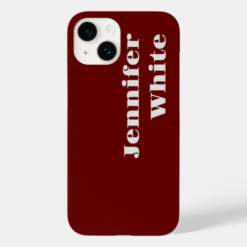 Add Your Name Modern Minimalist Plain Dark Red Case_Mate iPhone 14 Case