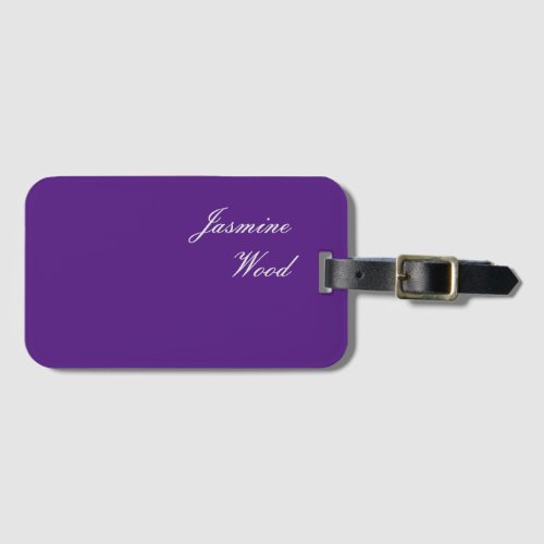Add Your Name Modern Minimalist Royal Purple Luggage Tag