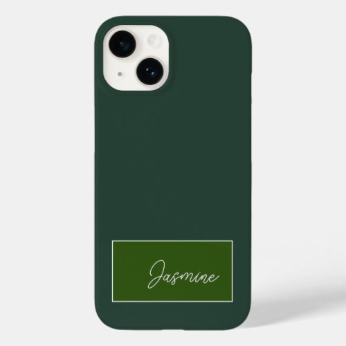 Add Your Name Modern Minimalist Script Green Case_Mate iPhone 14 Case