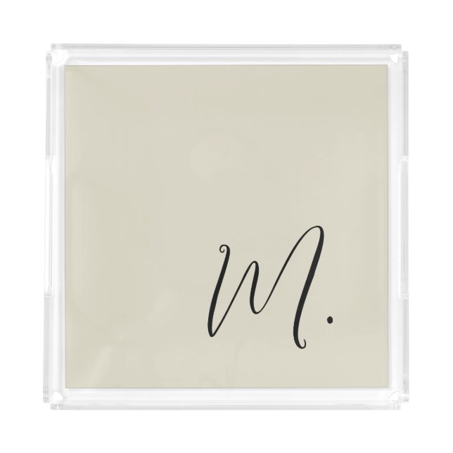 Add Your Name Modern Monogram Initial Calligraphy Acrylic Tray (Front)