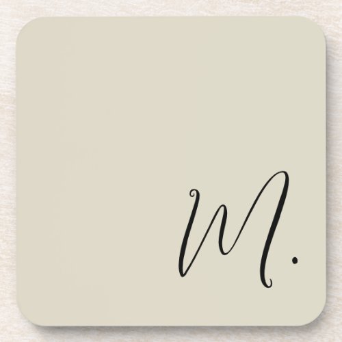 Add Your Name Modern Monogram Initial Calligraphy Beverage Coaster