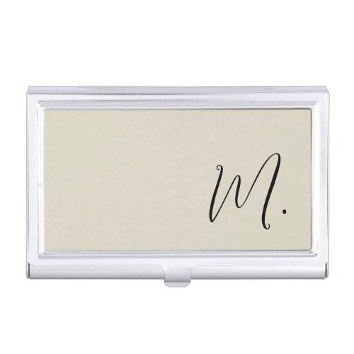 Add Your Name Modern Monogram Initial Calligraphy Business Card Case