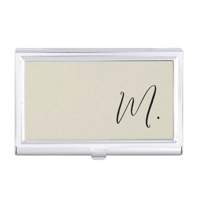Add Your Name Modern Monogram Initial Calligraphy Business Card Case (Front)