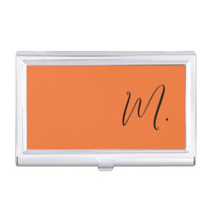 Add Your Name Modern Monogram Initial Calligraphy Business Card Case