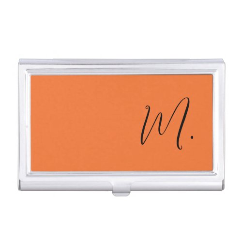 Add Your Name Modern Monogram Initial Calligraphy Business Card Case