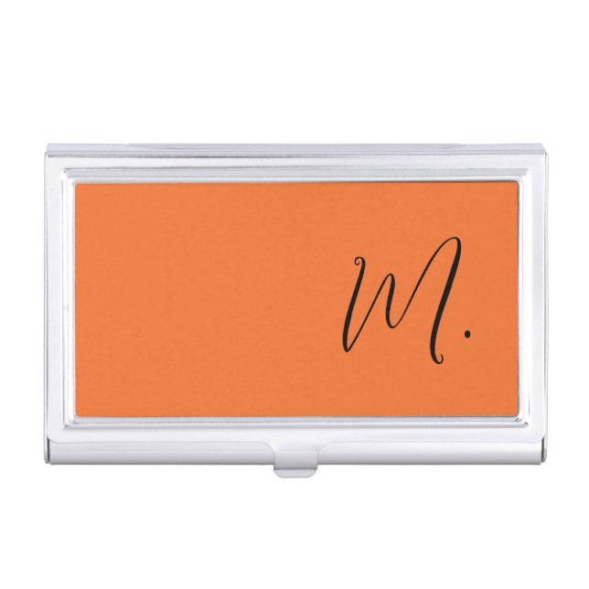 Add Your Name Modern Monogram Initial Calligraphy Business Card Case (Front)