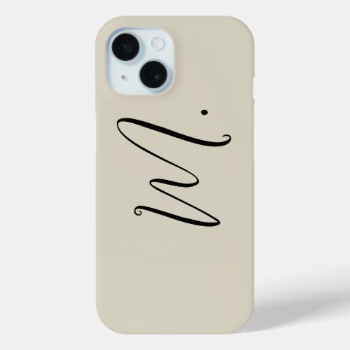 Add Your Name Modern Monogram Initial Calligraphy iPhone 15 Case