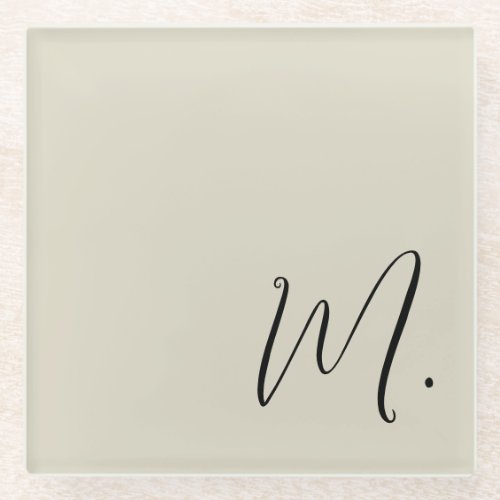 Add Your Name Modern Monogram Initial Calligraphy Glass Coaster