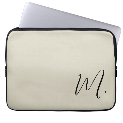 Add Your Name Modern Monogram Initial Calligraphy Laptop Sleeve