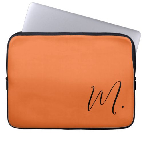 Add Your Name Modern Monogram Initial Calligraphy Laptop Sleeve