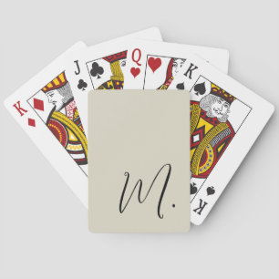 Add Your Name Modern Monogram Initial Calligraphy Poker Cards