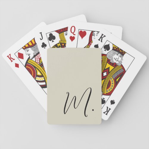 Add Your Name Modern Monogram Initial Calligraphy Poker Cards