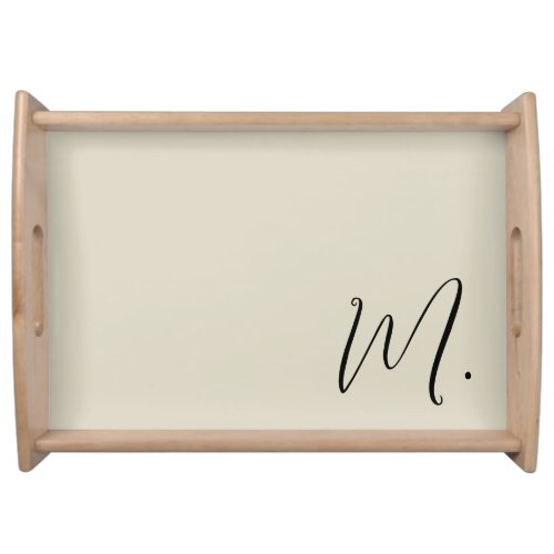 Add Your Name Modern Monogram Initial Calligraphy Serving Tray