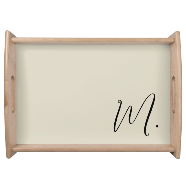 Add Your Name Modern Monogram Initial Calligraphy Serving Tray (Front)