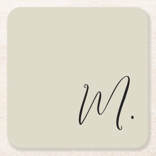 Add Your Name Modern Monogram Initial Calligraphy Square Paper Coaster