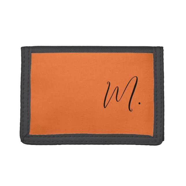 Add Your Name Modern Monogram Initial Calligraphy Tri-fold Wallet (Front)