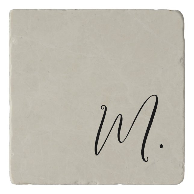 Add Your Name Modern Monogram Initial Calligraphy Trivet (Front)