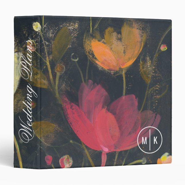 Add Your Name | Moonlight Garden on Black 3 Ring Binder (Front/Spine)