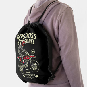 Add Your NAME Motocross Retro Rebel Championship   Drawstring Bag