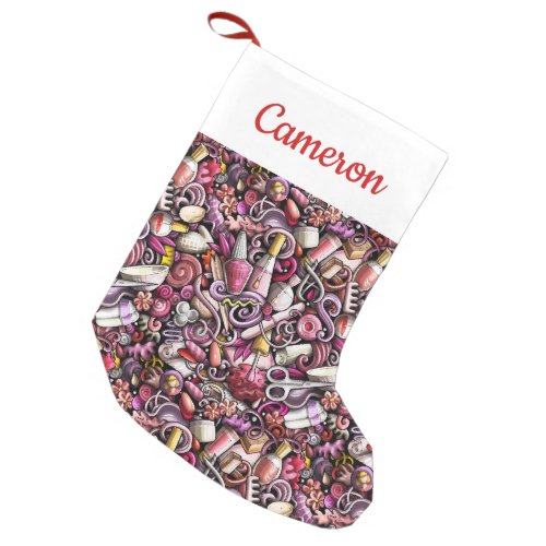 Add Your Name  Nail Studio Pattern Small Christmas Stocking