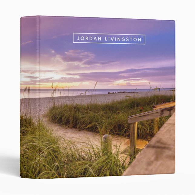Add Your Name | Naples Beach Florida 3 Ring Binder (Front/Spine)