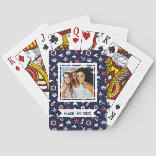 Add Your Name   Nautical Sea Pattern Poker Cards