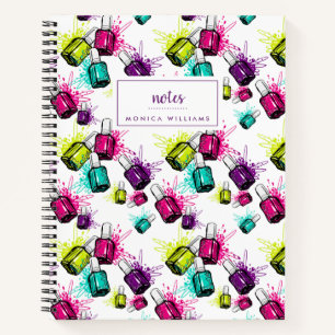 Add Your Name Neon Nail Polish Pattern Notebook