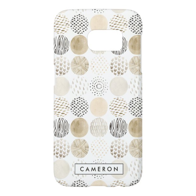 Add Your Name | Neutral Abstract Circle Pattern Case-Mate Samsung Galaxy Case (Back)