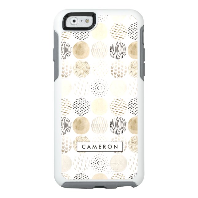 Add Your Name | Neutral Abstract Circle Pattern Otterbox iPhone Case (Back)