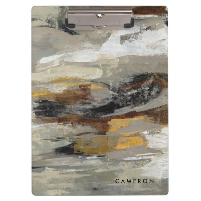 Add Your Name | Neutral Abstract Gray Print Clipboard (Front)