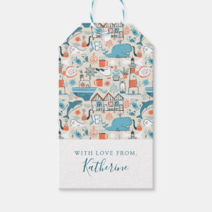 Add Your Name   North Sea Cute Doodle Pattern Gift Tags