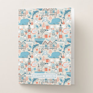 Add Your Name North Sea Cute Doodle Pattern Pocket Folder