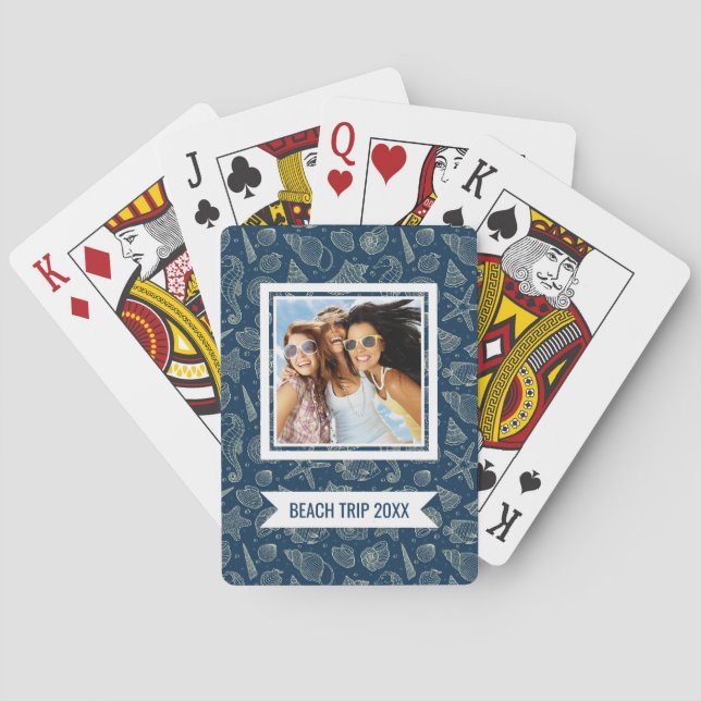 Add Your Name | Ocean Inhabitants Pattern Poker Cards (Back)