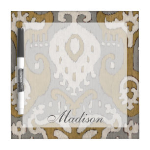 Add Your Name   Ochre Ikat II Dry-Erase Board