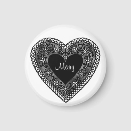 Add Your Name or Initials Vintage Lace Heart Magnet