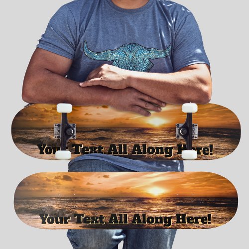 Add Your Name or Message _ Beach Sunset   Skateboard