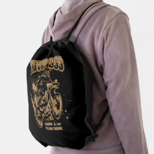 Add Your Name or Team Name Motocross Rider on Bike Drawstring Bag