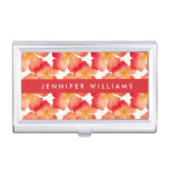 Add Your Name | Orange Oleander Floral Pattern Business Card Case
