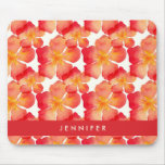 Add Your Name | Orange Oleander Floral Pattern Mouse Pad