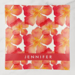 Add Your Name | Orange Oleander Floral Pattern Trinket Tray