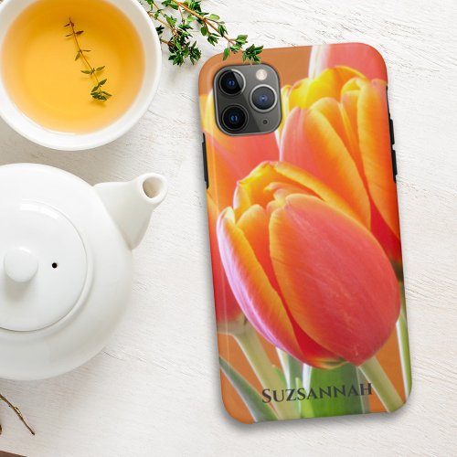 Add Your Name Orange Tulip Flowers Photograph iPhone 13 Mini Case