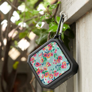 Add Your Name Painted Flowers Pattern Bluetooth Speaker