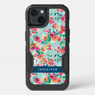 Add Your Name   Painted Flowers Pattern iPhone 13 Case