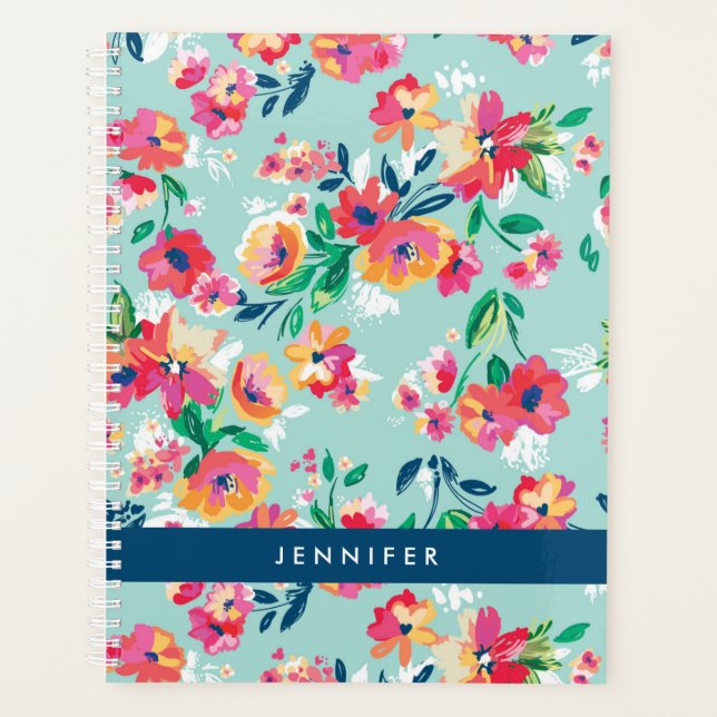 Add Your Name | Painted Flowers Pattern Planner (Front)