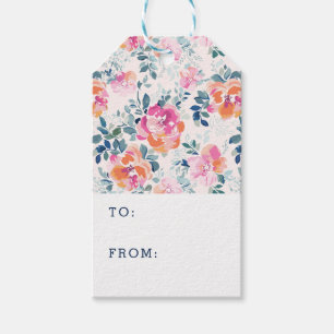 Add Your Name Painted Roses Pattern Gift Tags