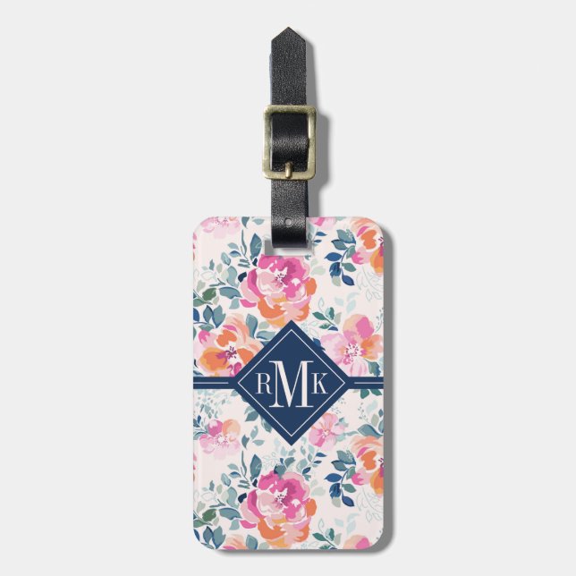 Add Your Name | Painted Roses Pattern Luggage Tag (Front Vertical)