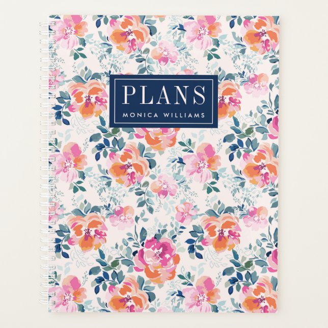 Add Your Name | Painted Roses Pattern Planner (Front)