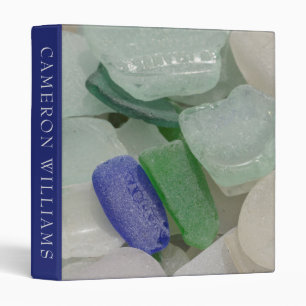 Add Your Name   Pale Beach Glass 3 Ring Binder