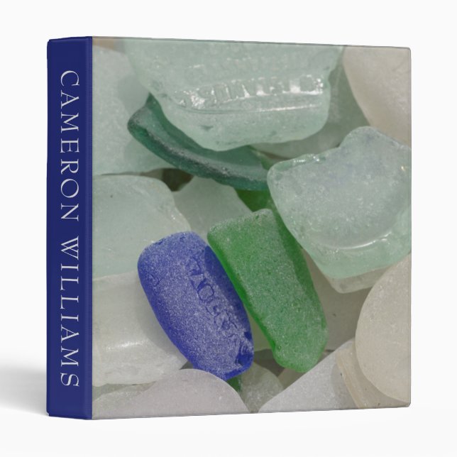 Add Your Name | Pale Beach Glass 3 Ring Binder (Front/Spine)