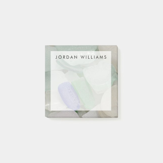 Add Your Name | Pale Beach Glass Post-it Notes (Front)